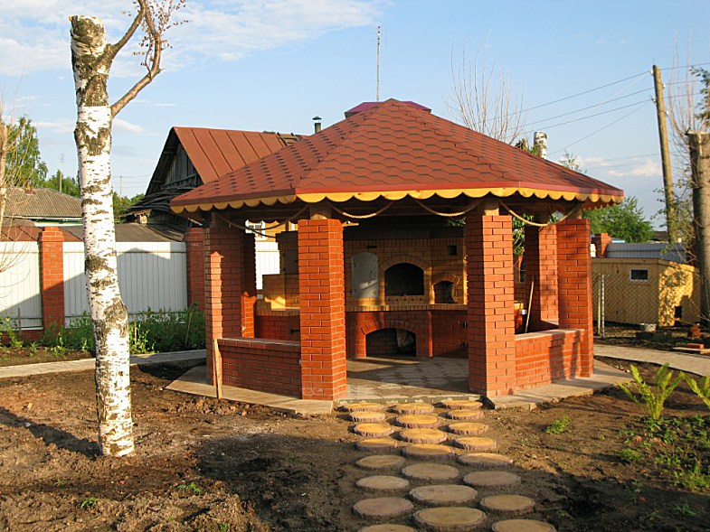 Беседки из кирпича и дерева своими руками фото чертежи 20